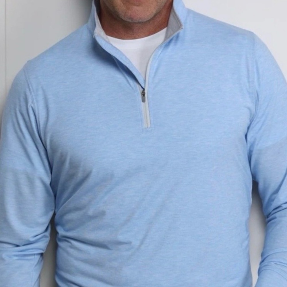 Men's Light Blue Quarter-Zip Long Sleeve Shirt
